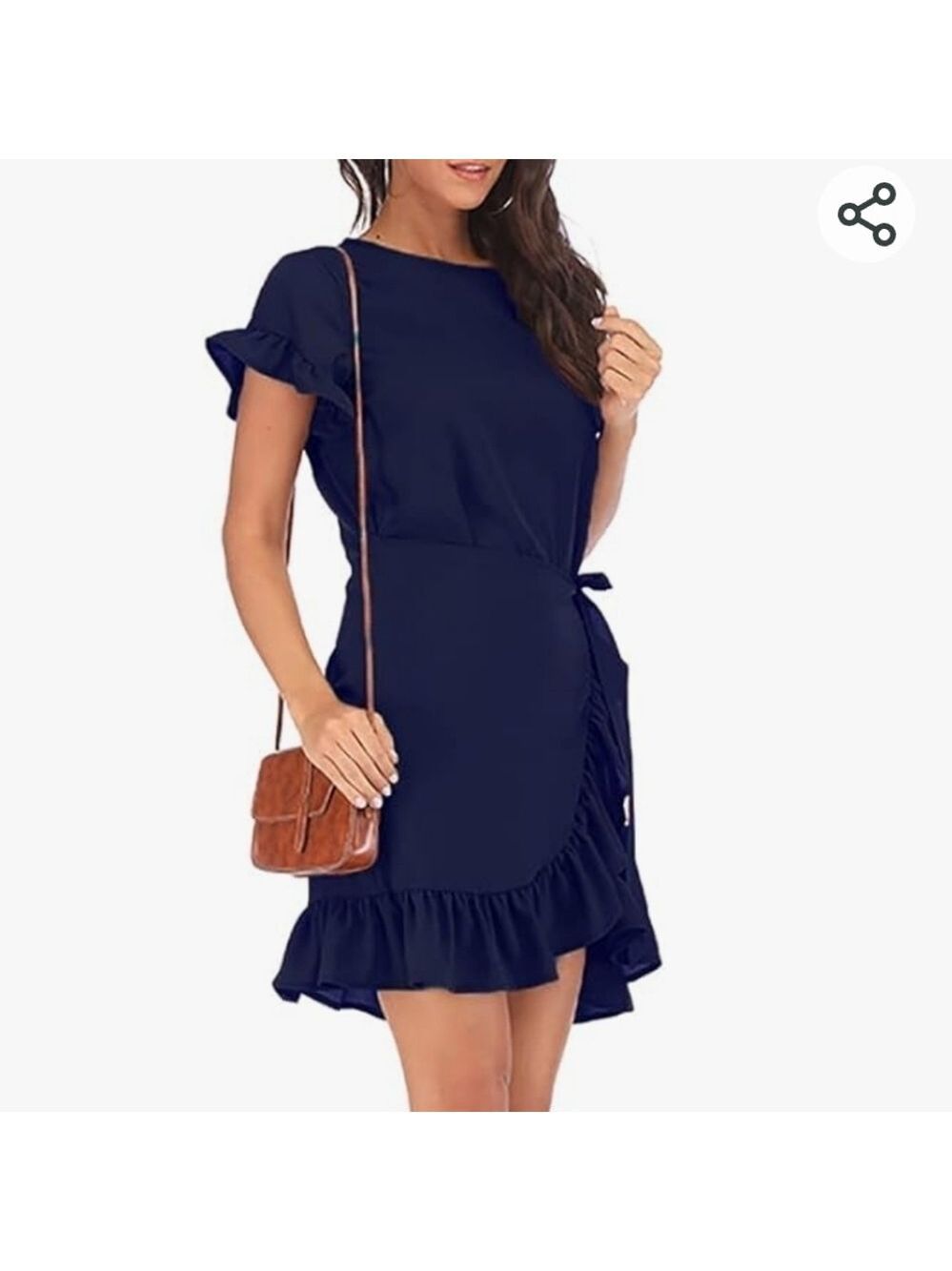 WEEPINLEE Womens ShortSleeve Round Neck Ruffles Wrap Dresses NWOT Size XL - Picture 6 of 9
